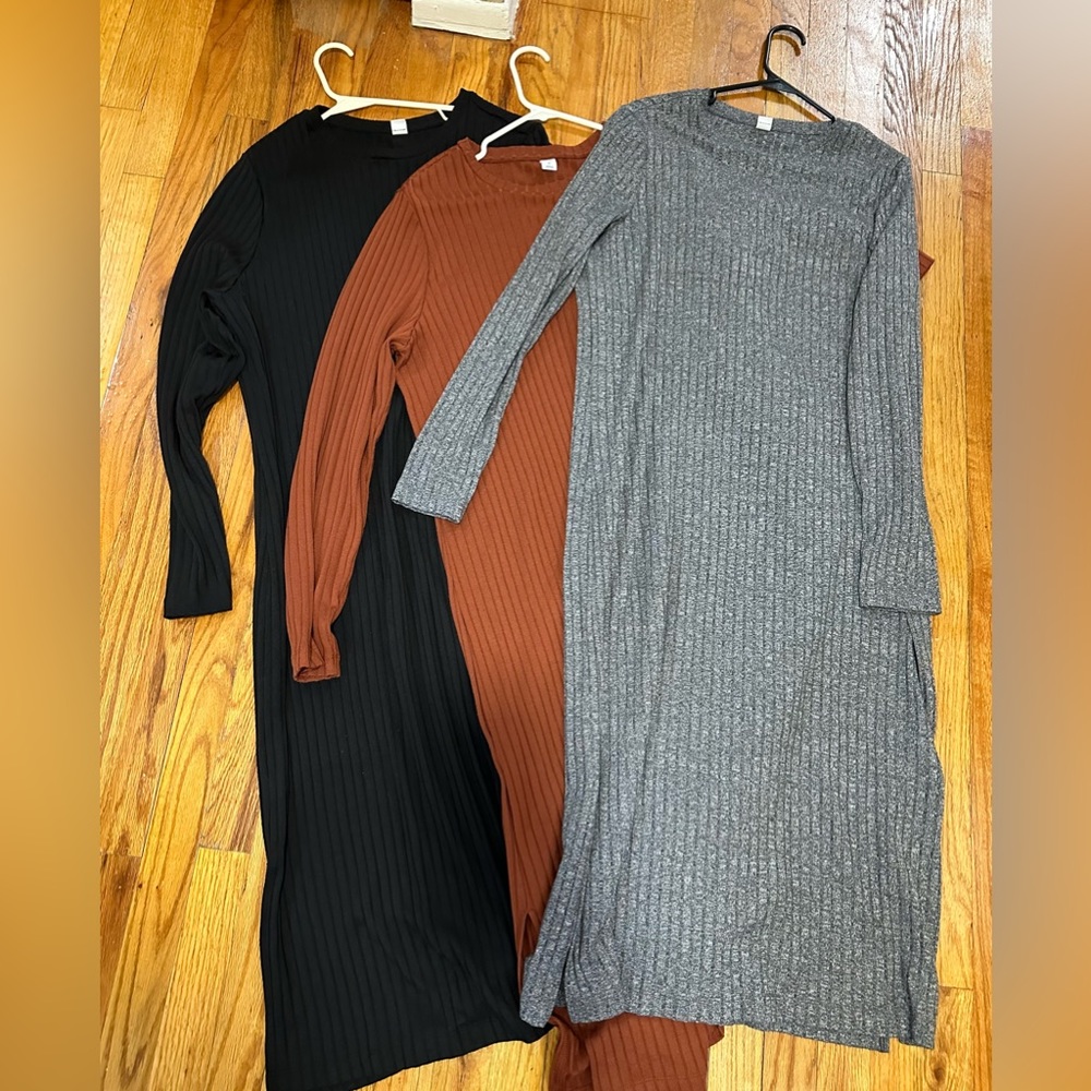 3 maxi sweater dresses with side slits old navy XL